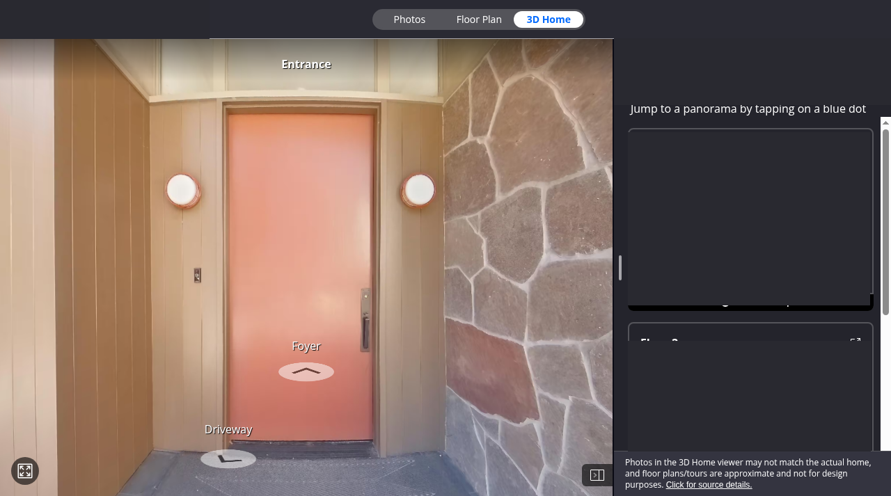 Fanning entrance panorama from the actual Zillow 3D Home walkthrough